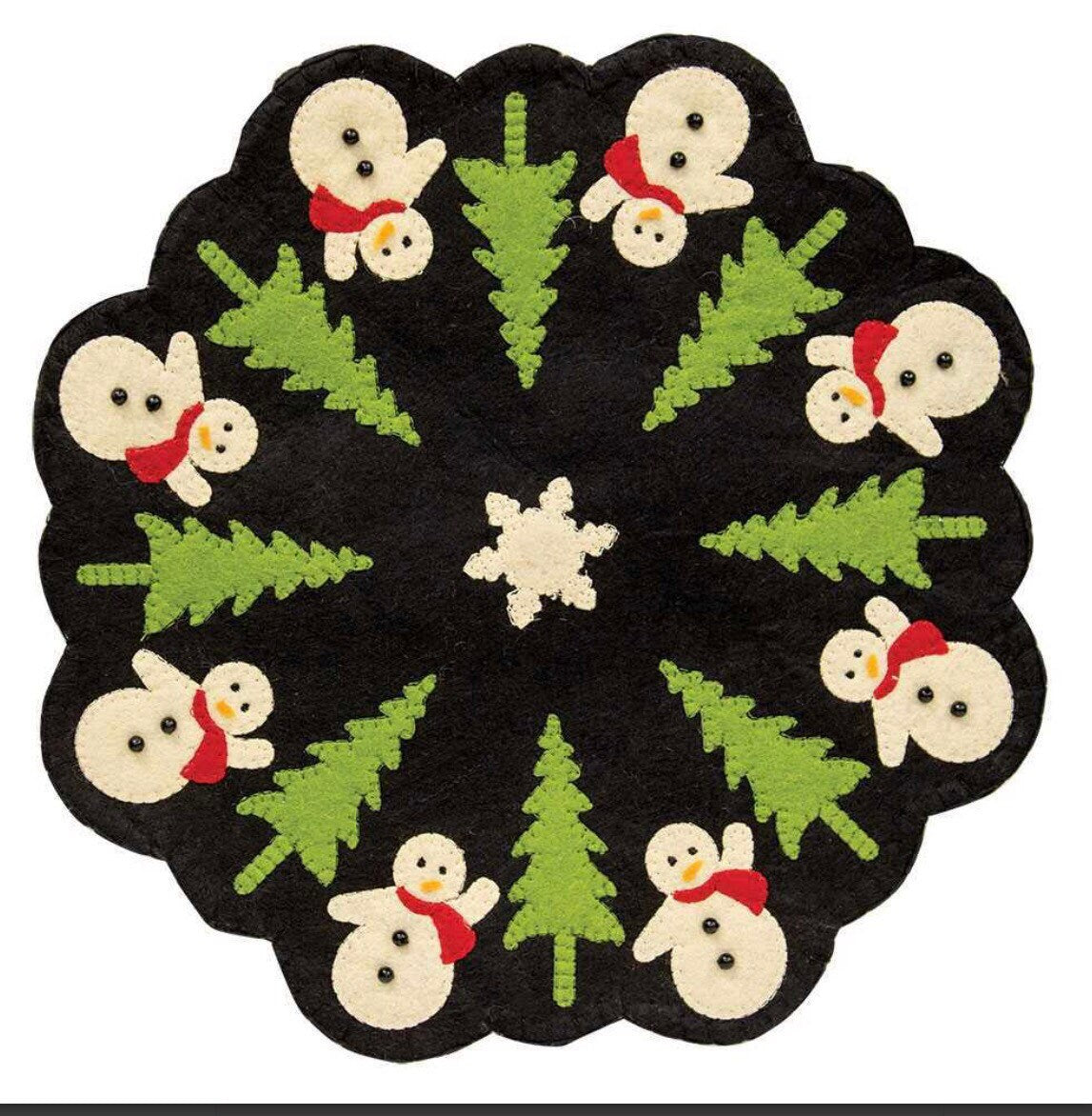 Snowman And Christmas Tree Felt Mat New
