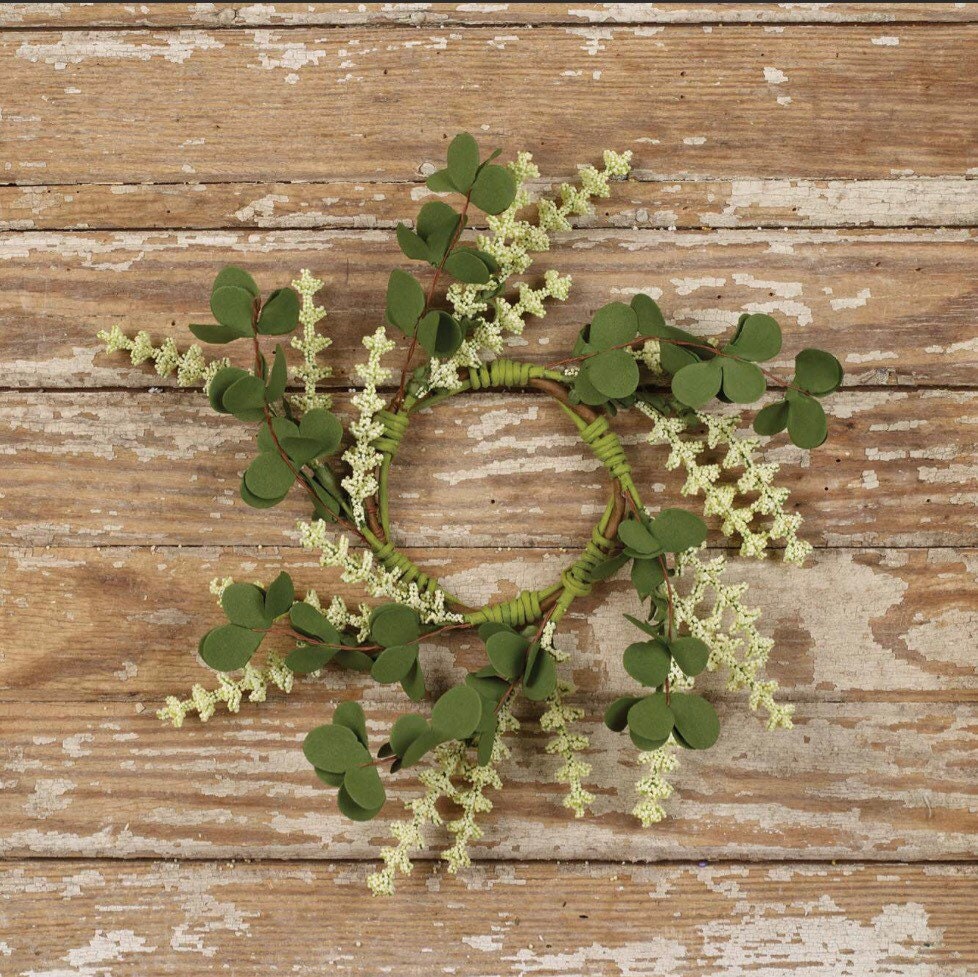Cream Berry Leafy Candle Ring or Wreath! NEW