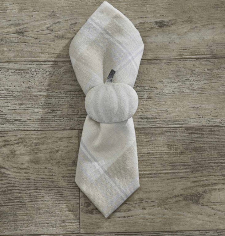 Autumn Checkerboard Napkins & Pumpkin Napkin Rings! Set of 4 New