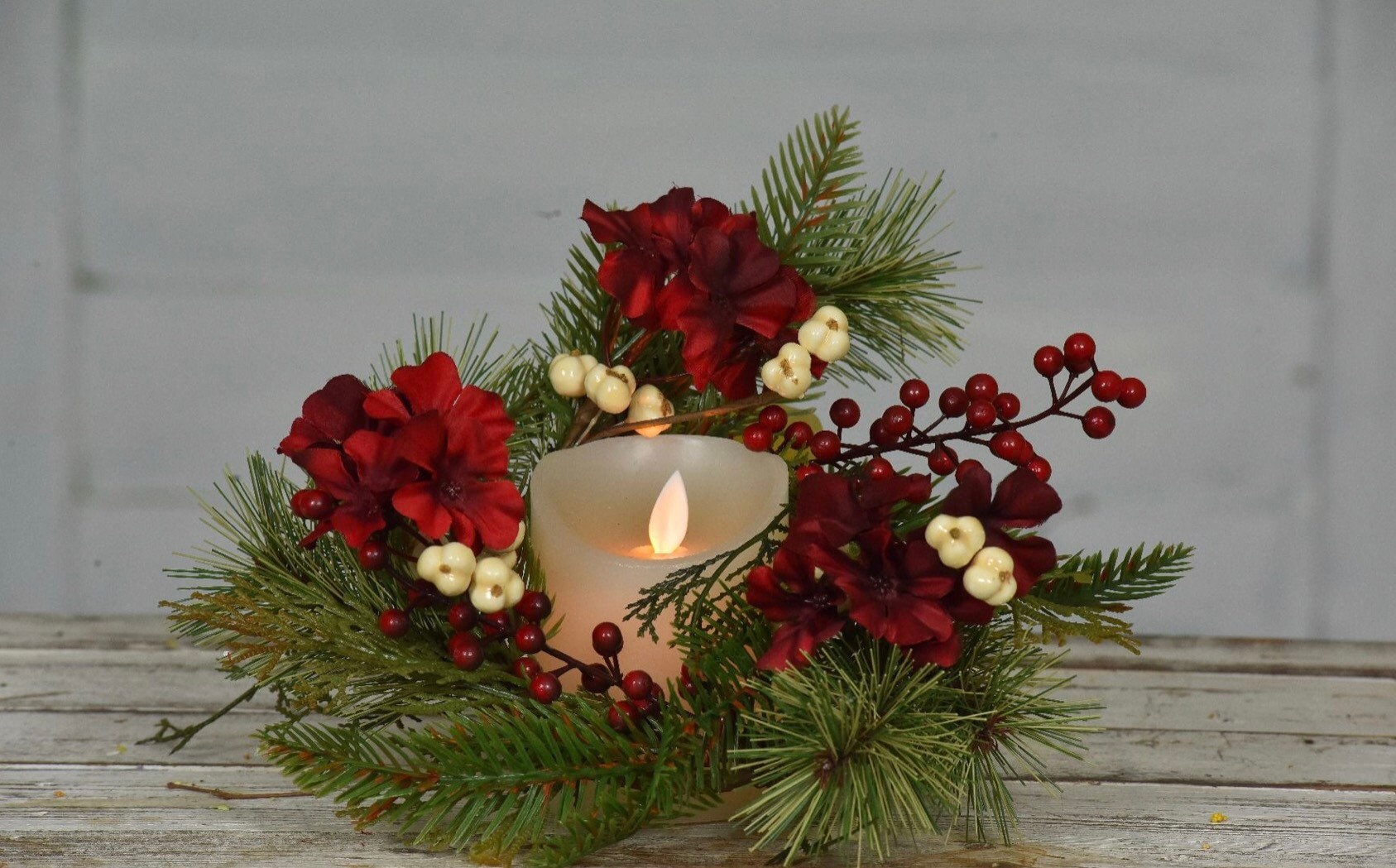 Holiday Hydrangea 4.5in Candle Ring! New