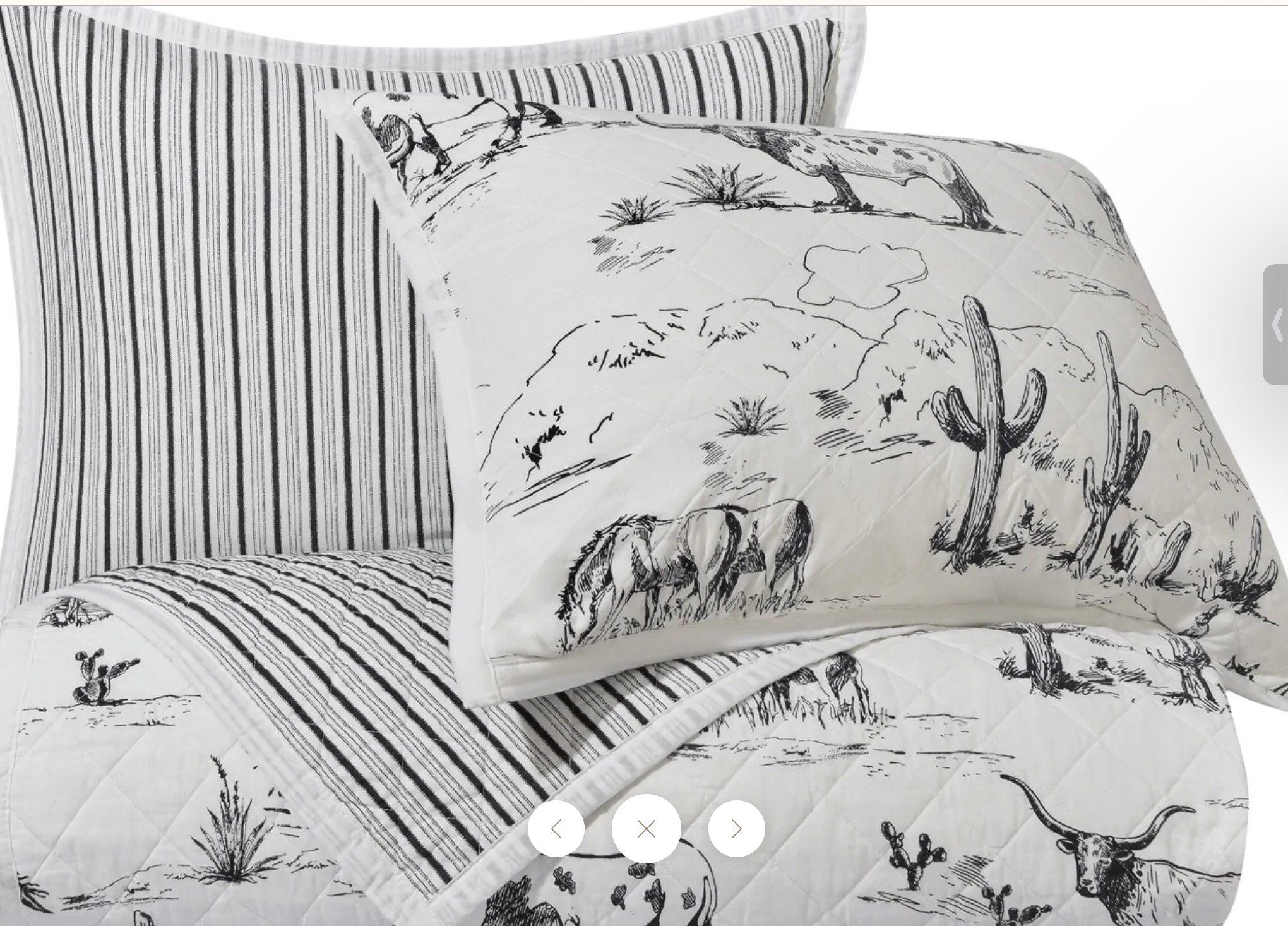 Ranch Life Western Toile Reversible Quilt NEW