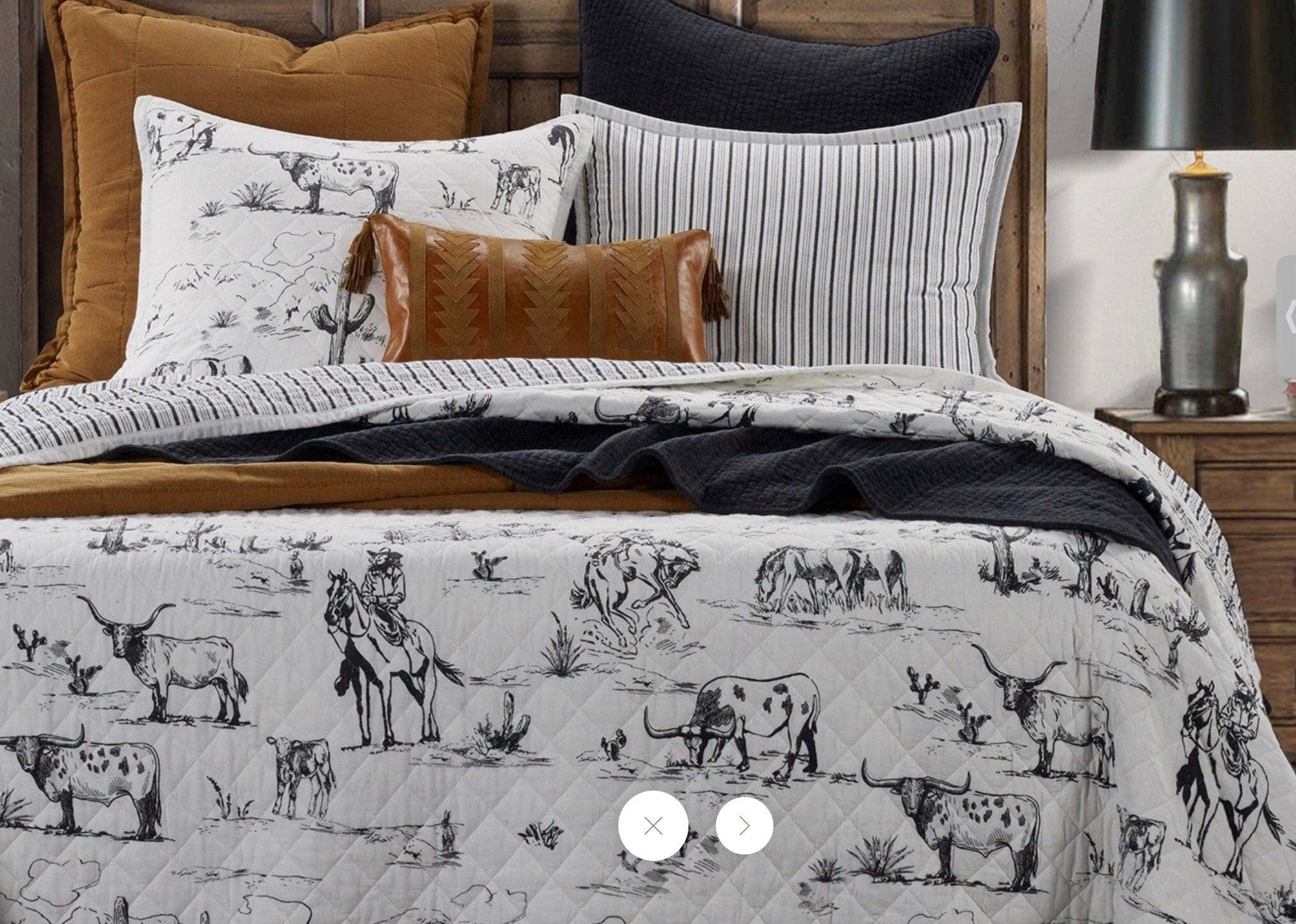 Ranch Life Western Toile Reversible Quilt NEW