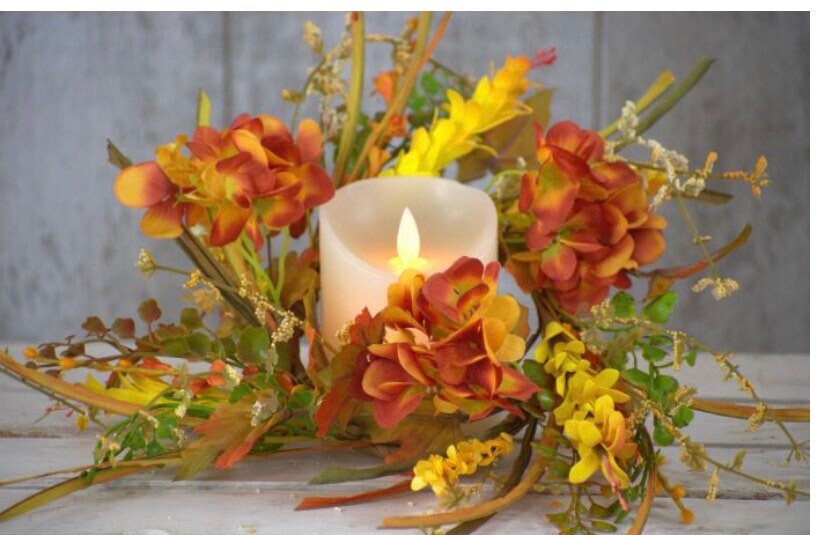 Fall Hydrangea 6.5” Candle Ring NEW