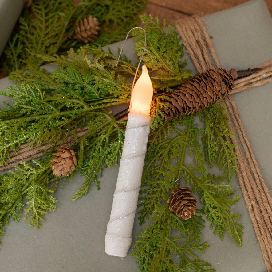 6.5” White Flair Tip Taper Hanging Candle! New