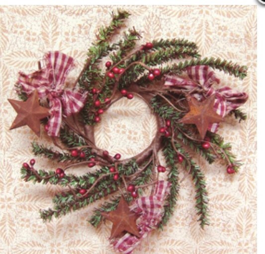 Homespun Pine Candle Ring 2”NEW