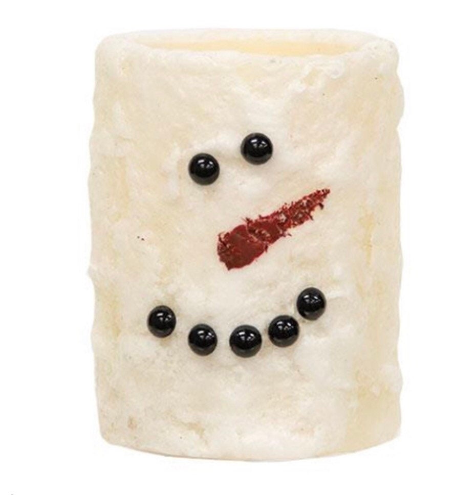 Snowman Face LED Pillar, 4”