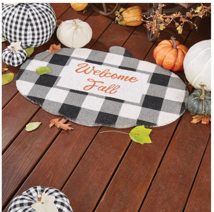 Welcome Fall Pumpkin Shaped Door Mat!