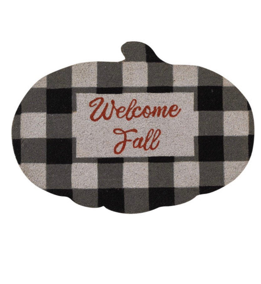 Welcome Fall Pumpkin Shaped Door Mat!