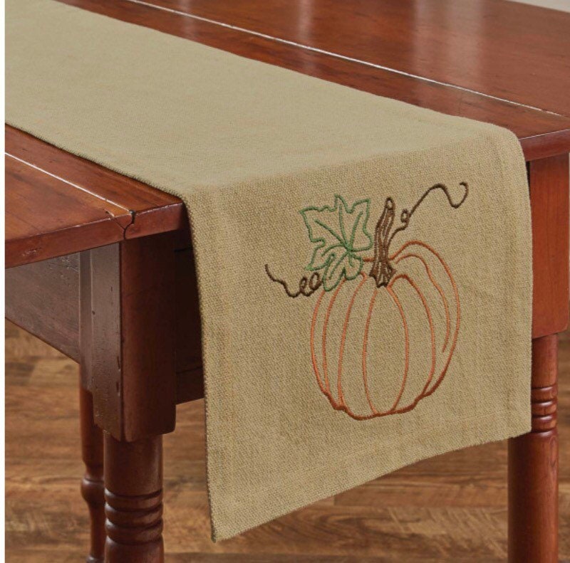 Rustic Pumpkin Table Runner 13” x 54”. NEW
