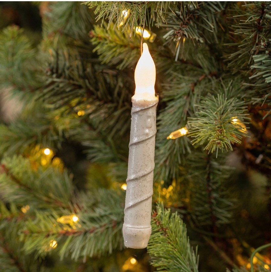6.5” White Flair Tip Taper Hanging Candle! New