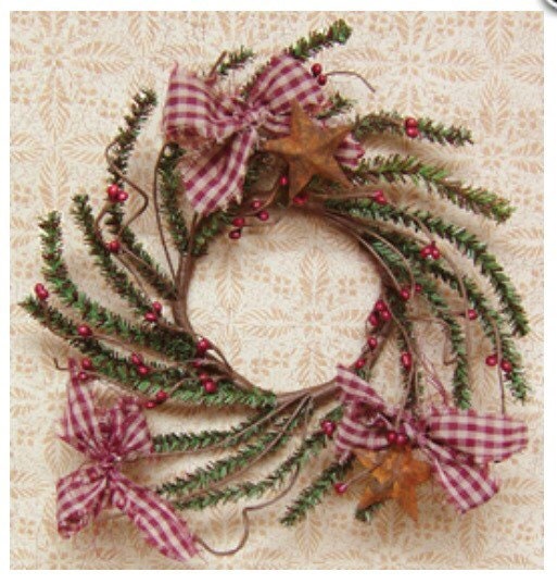 Homespun Pine Candle Ring 4”NEW