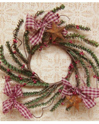Homespun Pine Candle Ring 4”NEW