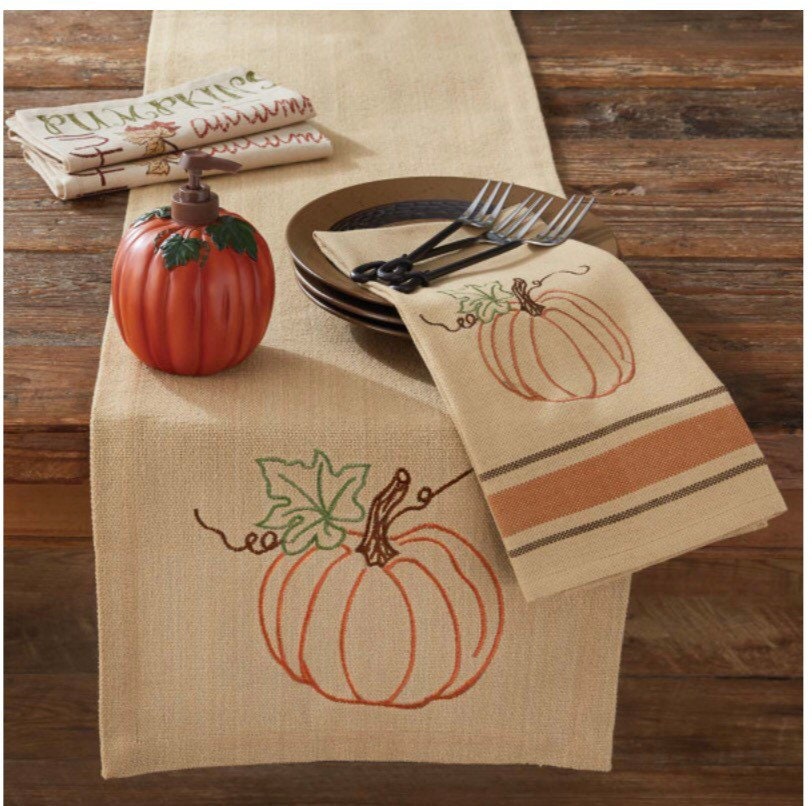 Rustic Pumpkin Table Runner 13” x 54”. NEW