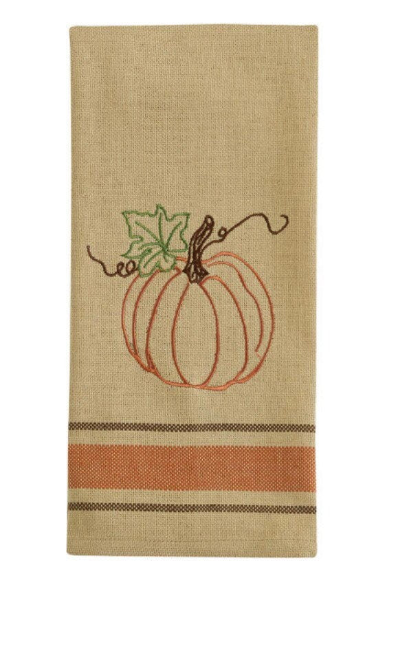 Rustic Pumpkin Embroidery Dish Towel New