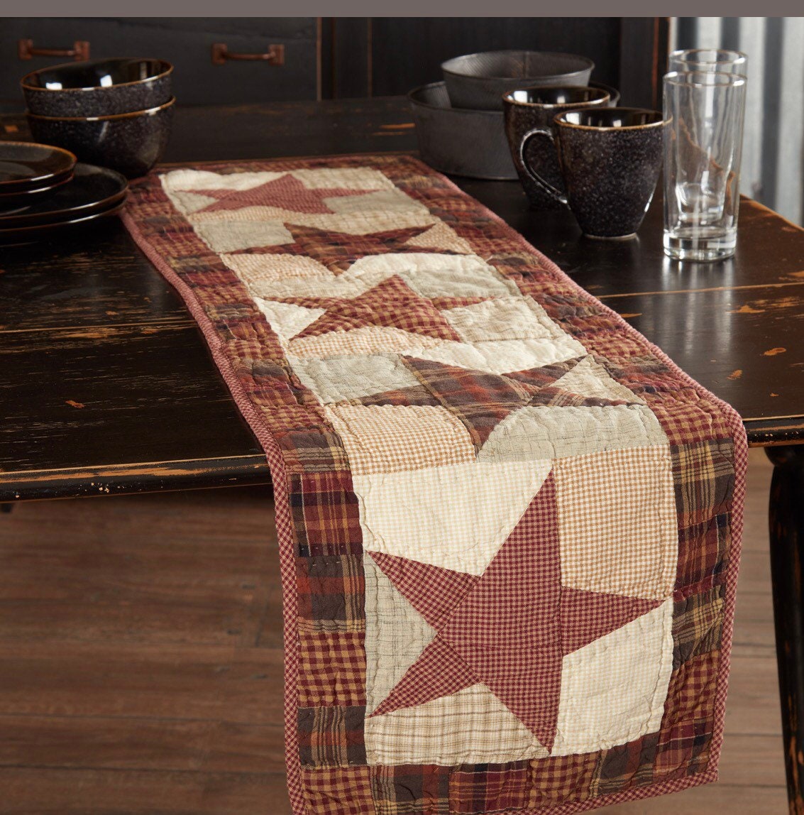 Abilene Star Quilted Runner 13x48 New