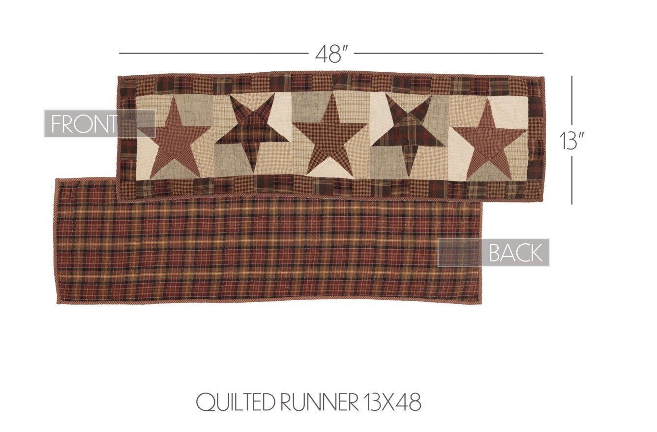 Abilene Star Quilted Runner 13x48 New