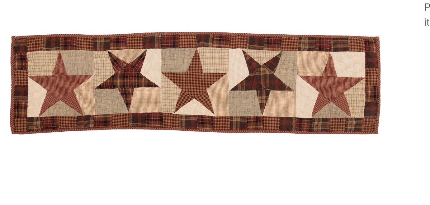 Abilene Star Quilted Runner 13x48 New