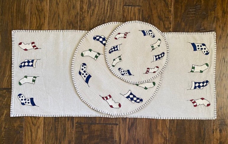 Christmas Stocking Table Mat 14”! New