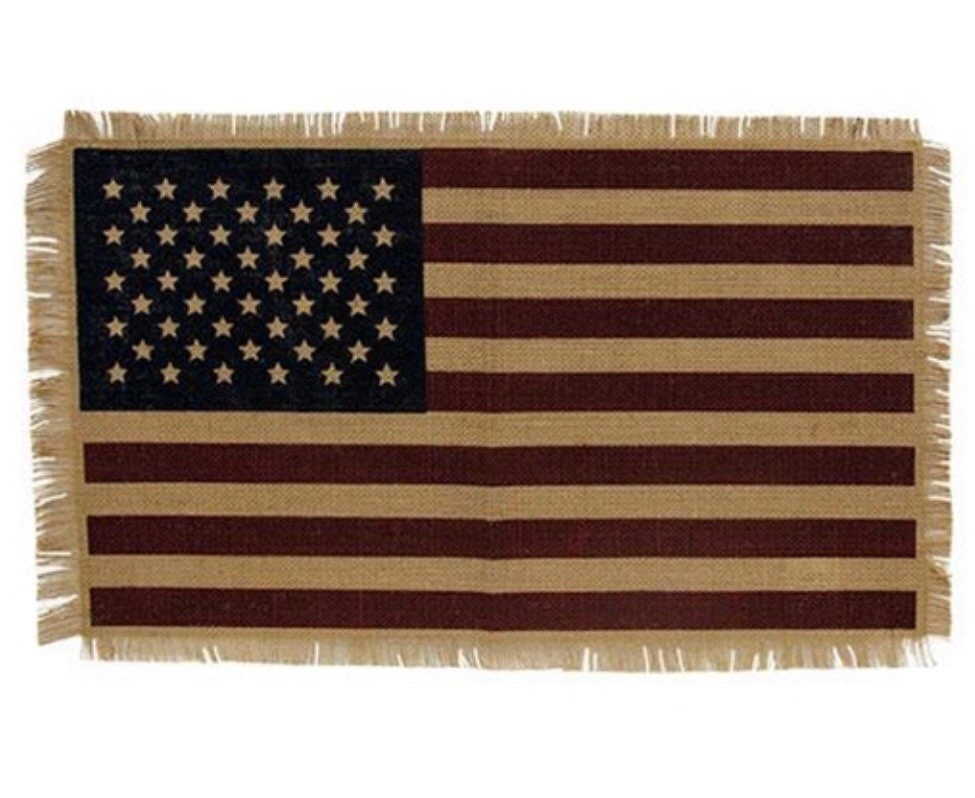Set of 4 Burlap American Flag Placemat NEW