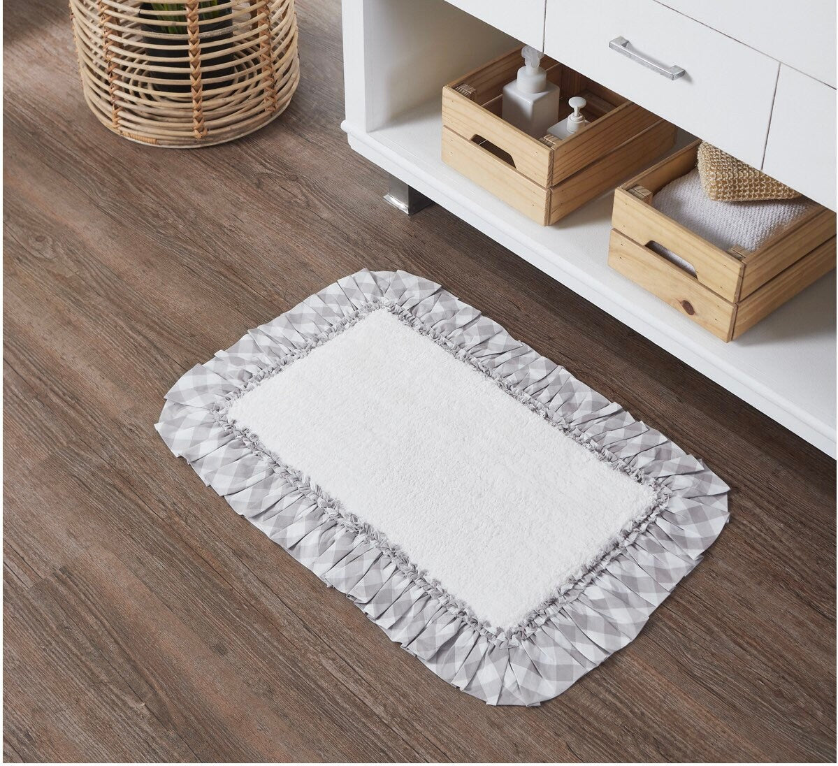 Annie Buffalo Grey Check Bathmat 20x30 New