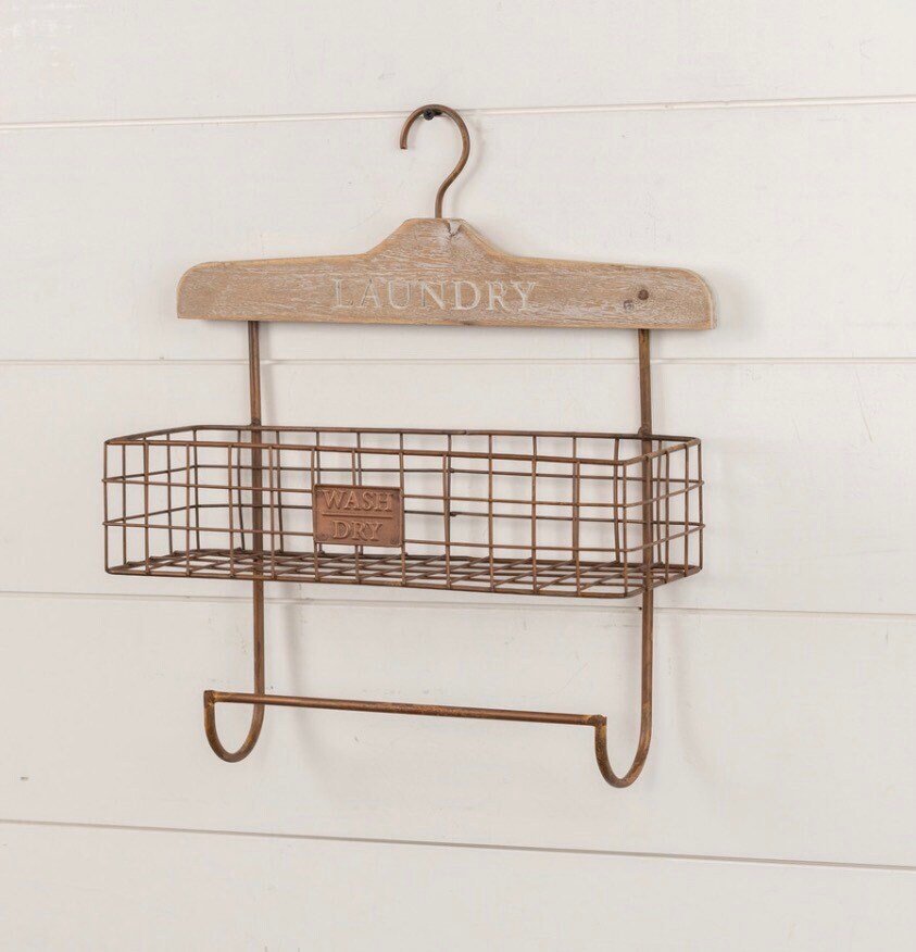 Laundry Hanger W/Single Basket! New