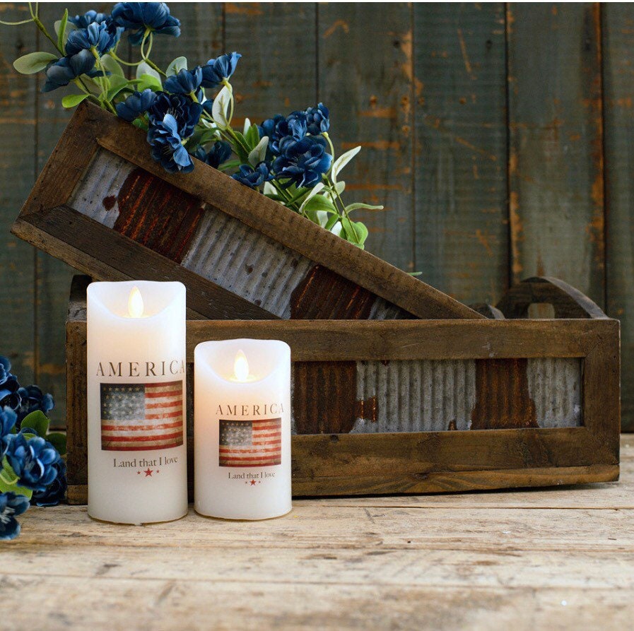 5” or 7” America Moving Flame Pillar Candle!