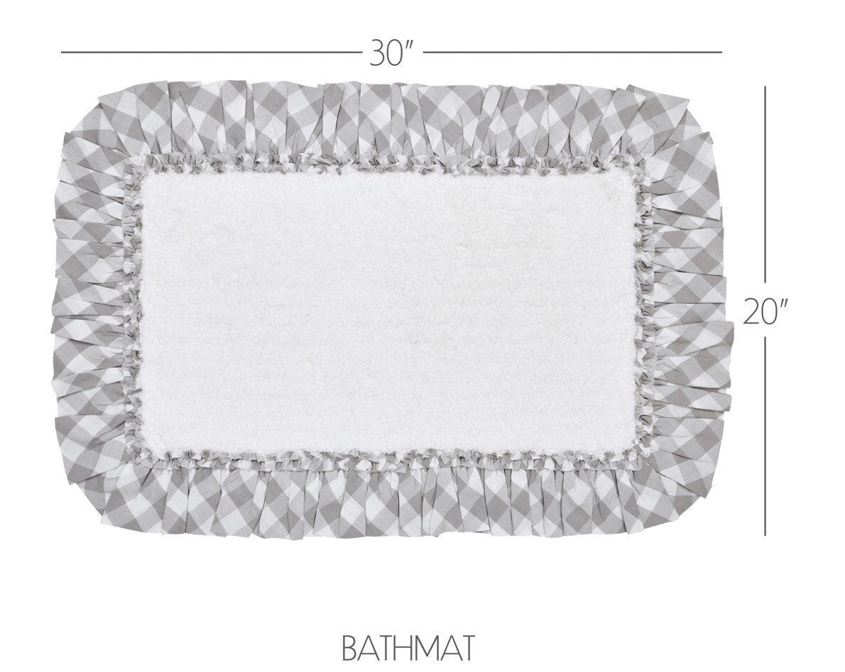 Annie Buffalo Grey Check Bathmat 20x30 New