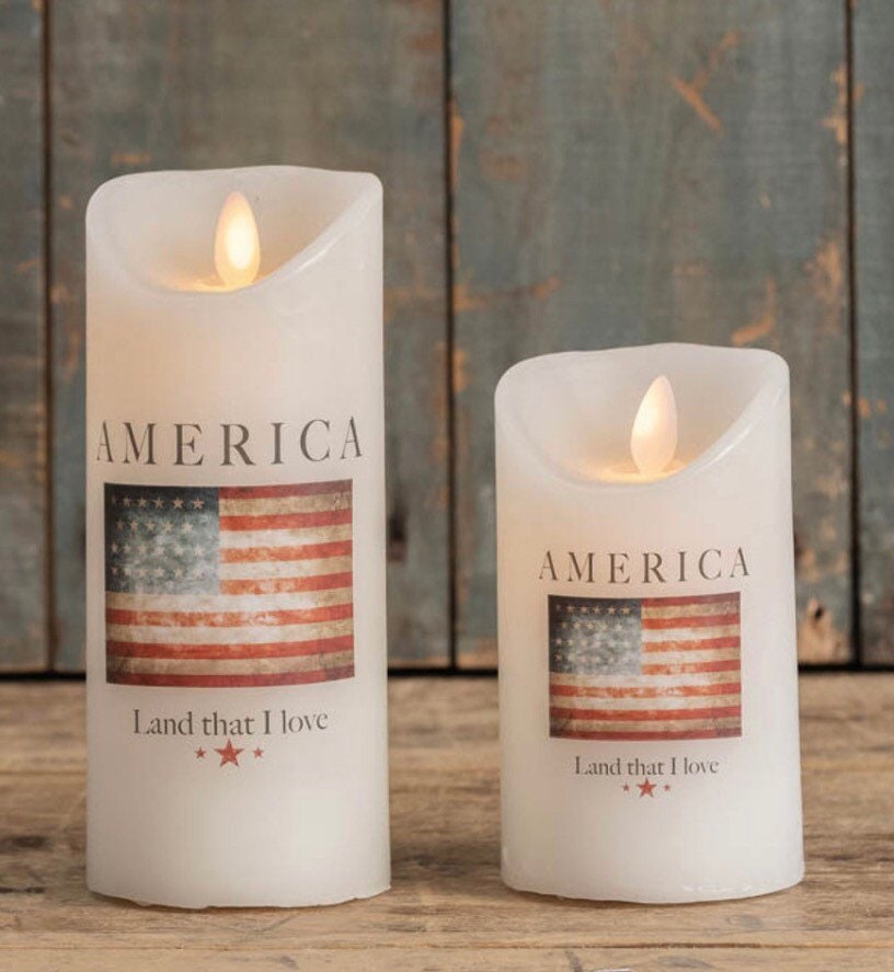 5” or 7” America Moving Flame Pillar Candle!