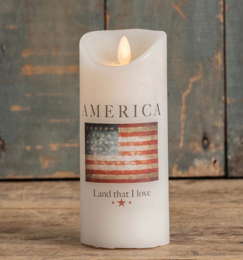 5” or 7” America Moving Flame Pillar Candle!