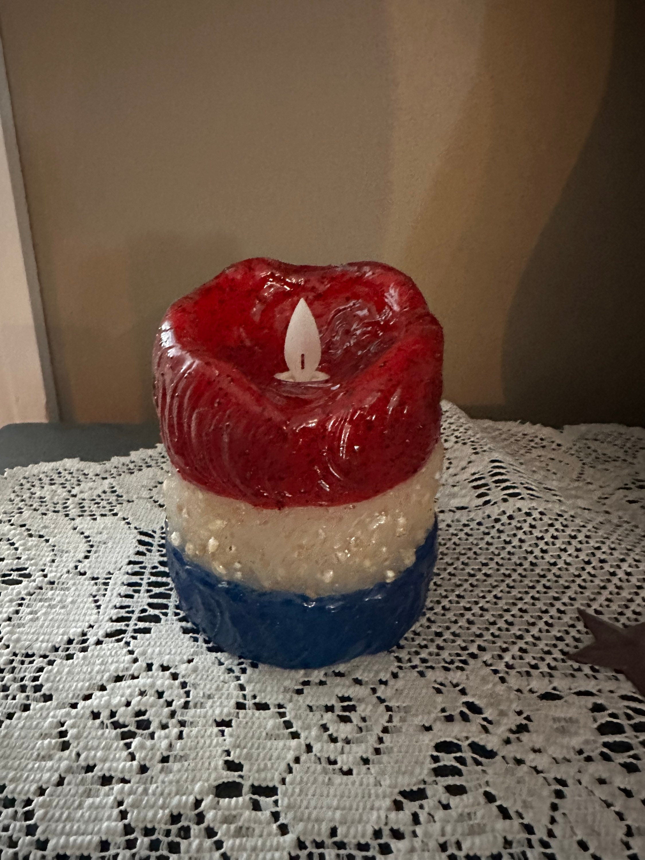 Americana Silicone dipped flameless Timer Candle 3” x 4”,3” x5” or 3” x 6” New