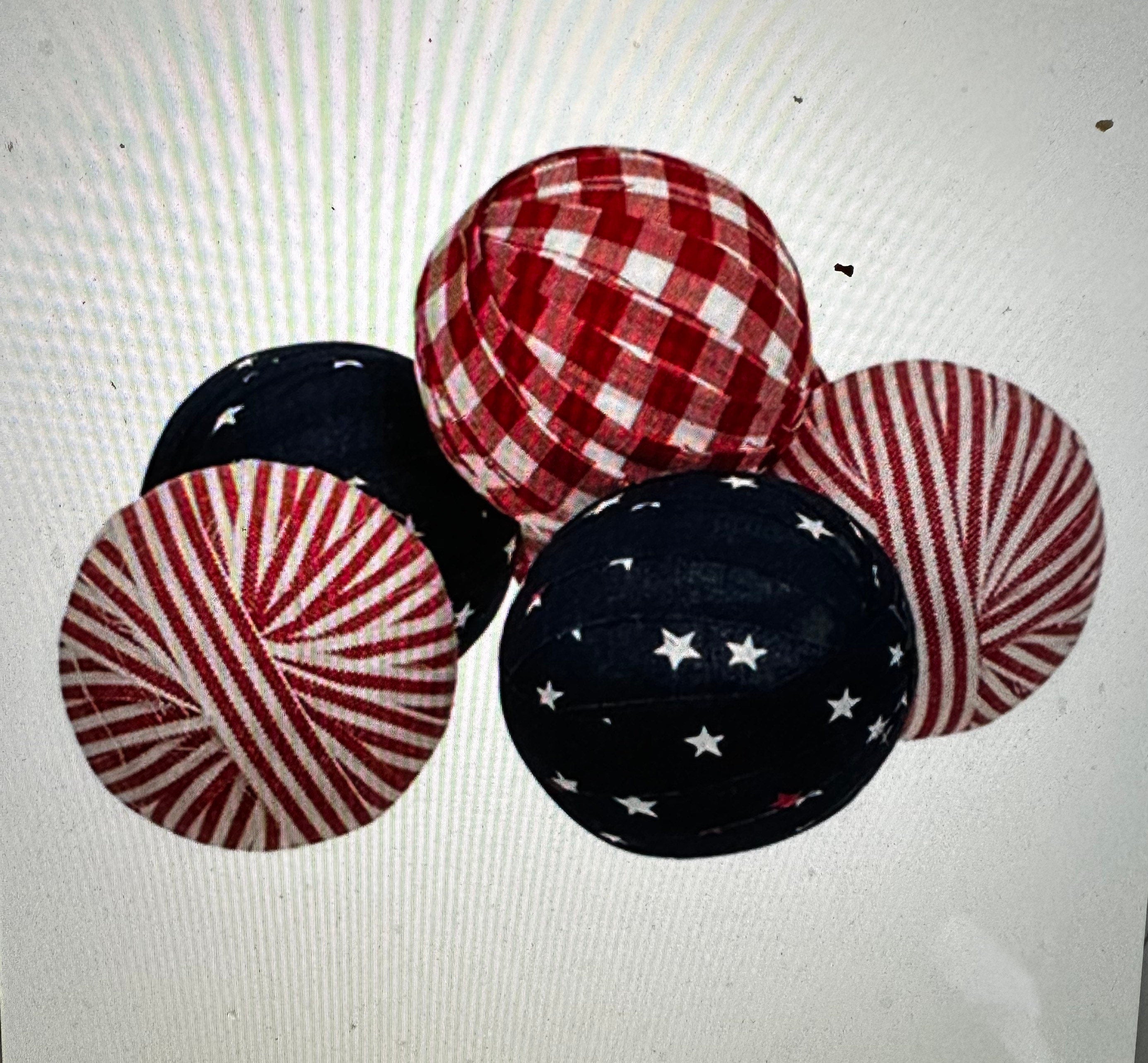 Americana Gingham Rag Balls Set of 6! NEW