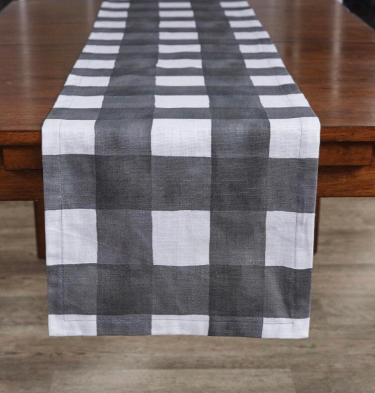 Buffalo Check Watercolor Table Runner 13” x 54” New