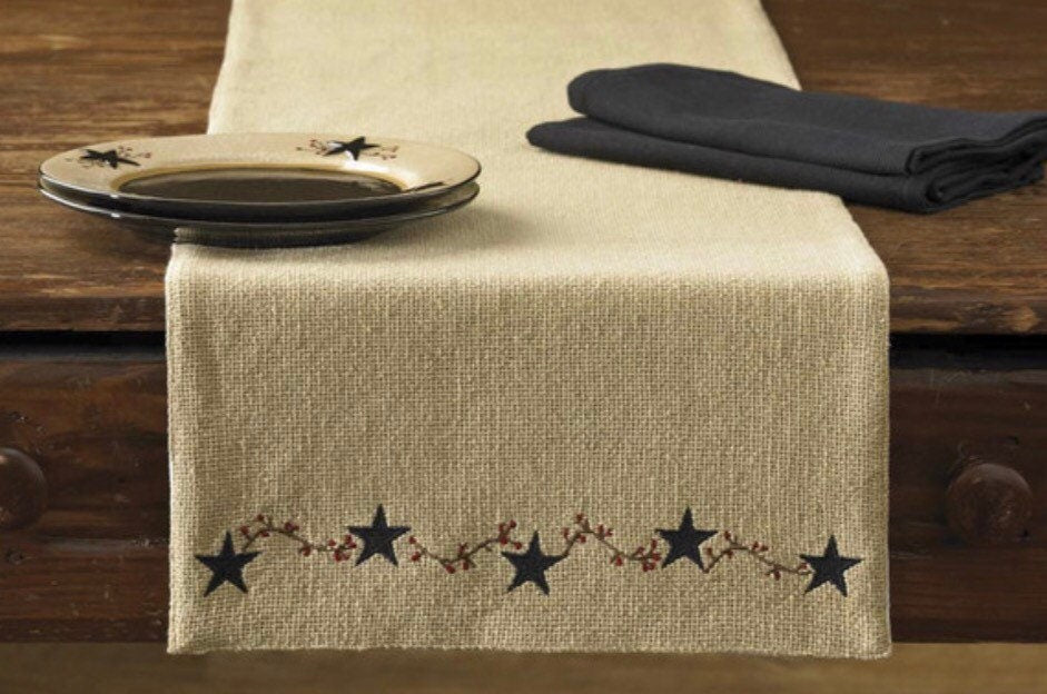 36” or 54” Burlap Star Table Runner (13x36”) or 13x54”)