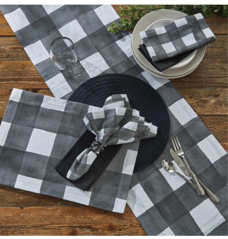 Buffalo Check Watercolor Table Runner 13” x 54” New