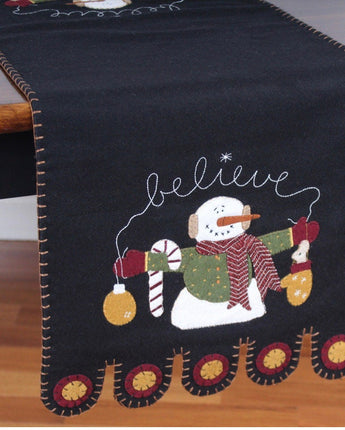 Snowman Believe Table Runner  14” x 36” NEW