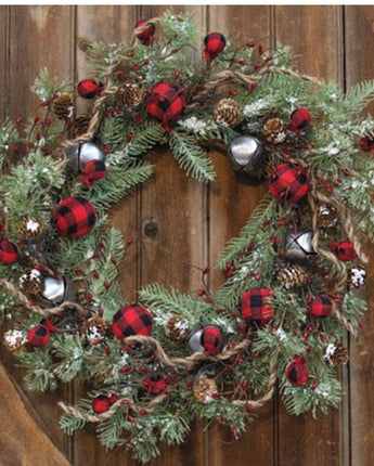 Buffalo Gingham Country Holiday Wreath 24”NEW