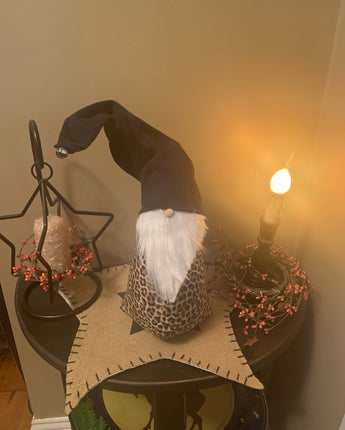 Leopard Stuffed Gnome Large 9” with flexible Hat! NEW