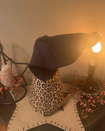 Leopard Stuffed Gnome Large 9” with flexible Hat! NEW