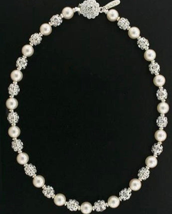Pearl Necklace with Detailed Metal Accents  17”