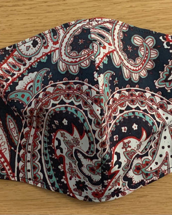 Blue/Red Paisley Face Mask Reversible,Washable and Adjustable ! NEW