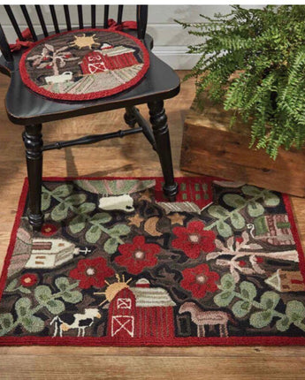 Farm Life Hooked Chair Pad! New