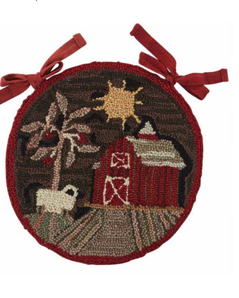 Farm Life Hooked Chair Pad! New