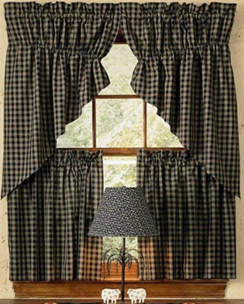 Park Designs Sturbridge Gathered Swag, 72 x 36, Black New