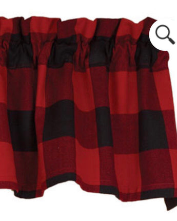 Red or White Buffalo Check Lined Valance (72x14”)