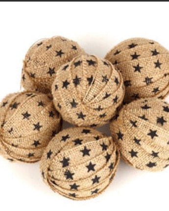 Lg. Star Burlap Rag Balls S/6 (2.5”)