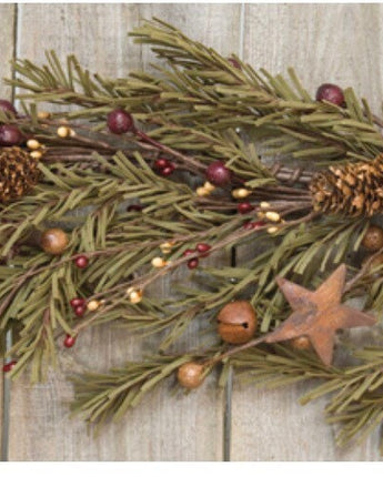 Rustic Holiday Pine Garland 3ft. NEW