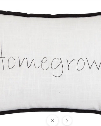 Homegrown Embroidery Lumbar Pillow, 12X19