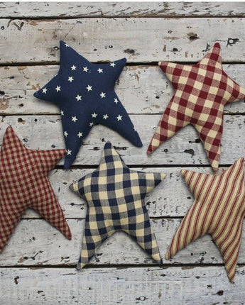 Freedom Fabric Stars set of 5 Ornament NEW