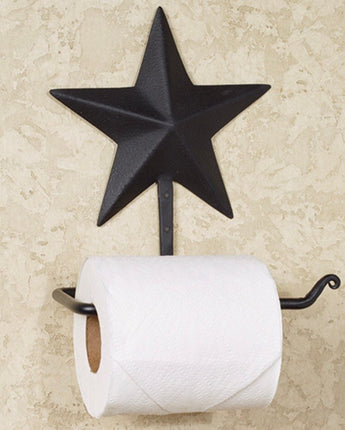 Black Barn Star Toilet Paper Holder (7 x 8 x 3.75”)