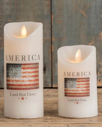 5” or 7” America Moving Flame Pillar Candle!